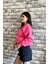 Fuşya Renk Baskısız 3 Iplik Unisex Sweatshirt 2