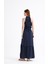 Halter Yaka Beli Bağcıklı Lastikli Puantiye Desenli Maxi Elbise 5