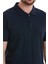 Lacivert Regular Fit Jakarlı Polo Yaka Fermuarlı Tişört 5