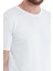 Beyaz Regular Fit Düz Bisiklet Yaka Rayon Triko Tişört 5