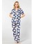 3355 Kadın Kısa Kollu Gömlek Yaka Pijama Takımı-Lacivert 1