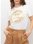 Yuvarlak Yaka Baskılı Beyaz Kadın T-Shirt 76Pahg12 1