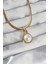 Mulvxxmd XDN02 Çelik Gold Renk Yassı Zincir Inci Taşlı Kolye (Mulvix) 2