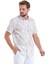 Bej Comfort Fit Baskılı 100% Pamuk Slim Yaka Kısa Kollu Gömlek 3