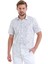Lacivert Comfort Fit Baskılı 100% Pamuk Slim Yaka Kısa Kollu Gömlek 1