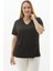 Büyük Beden Yaka ve Cebi Aksesuarlı Penye Bluz 2