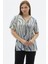 Büyük Beden Aksesuarlı Piton Desen Penye Bluz 1