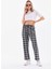 Ekose Baskılı Penye Pamuklu Siyah Unisex Relaxed Pijama Altı 3