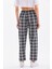 Ekose Baskılı Penye Pamuklu Siyah Unisex Relaxed Pijama Altı 5
