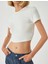 Basic Crop Tişört Viskon Kumaş Kısa Kollu Bisiklet Yaka Slim Fit 5