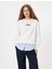 Oversize Sweatshirt Bisiklet Yaka Sloganlı Kumaş Detaylı 1