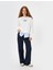 Oversize Sweatshirt Bisiklet Yaka Sloganlı Kumaş Detaylı 2