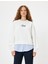 Oversize Sweatshirt Bisiklet Yaka Sloganlı Kumaş Detaylı 3