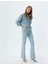 Ispanyol Paça Kot Pantolon Düğmeli Normal Bel Slim Fit - Flare Jean 1