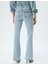 Ispanyol Paça Kot Pantolon Düğmeli Normal Bel Slim Fit - Flare Jean 4