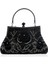 Kadın Vintage Çiçek Boncuklu Yapay Elmas Nakış Debriyaj Akşam Çanta (Siyah) (Yurt Dışından) 2