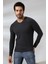 Compact Penye Likralı Slim Fit Uzun Kol V Yaka T-Shirt 19648 Koyu Antrasitmelanj 2