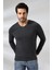 Compact Penye Likralı Slim Fit Uzun Kol V Yaka T-Shirt 19648 Koyu Antrasitmelanj 3