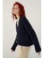 Lacivert Çoban Düğmeli Saç Örgülü Triko Hırka 3
