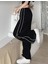Harajuku Zip Detail Black Oversize Şeritli Eşofman Altı 1