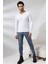 Compact Penye Likralı Slim Fit Uzun Kol V Yaka T-Shirt 19648 Beyaz 1