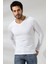 Compact Penye Likralı Slim Fit Uzun Kol V Yaka T-Shirt 19648 Beyaz 2