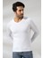 Compact Penye Likralı Slim Fit Uzun Kol V Yaka T-Shirt 19648 Beyaz 3
