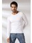 Compact Penye Likralı Slim Fit Uzun Kol Pis V Yaka T-Shirt 19699 Beyaz 2
