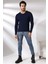 Compact Penye Likralı Slim Fit Uzun Kol Pis V Yaka T-Shirt 19699 Lacivert 1