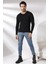Compact Penye Likralı Slim Fit Uzun Kol Pis V Yaka T-Shirt 19699 Siyah 1