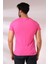 Pis Dikim Bisiklet Yaka Flamlı Kısa Kol Basic T-Shirt 19959 Açık Fuşya 4