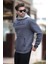 Füme Kapüşonlu Cep Detaylı Baskılı Erkek Sweatshirt 7058 1
