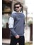 Füme Kapüşonlu Cep Detaylı Baskılı Erkek Sweatshirt 7058 3
