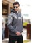 Füme Kapüşonlu Cep Detaylı Baskılı Erkek Sweatshirt 7052 3