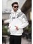 Ekru Kapüşonlu Cep Detaylı Baskılı Erkek Sweatshirt 7052 3