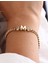 Çelik Altın Renk M Harfi Zirkon Taşlı Klasik Zincir Harf Bileklik 1