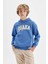 Erkek Çocuk Mavi Baskılı Kapüşonlu Cepli Sweatshirt C9787A824AU 1