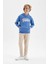 Erkek Çocuk Mavi Baskılı Kapüşonlu Cepli Sweatshirt C9787A824AU 2