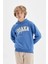 Erkek Çocuk Mavi Baskılı Kapüşonlu Cepli Sweatshirt C9787A824AU 3