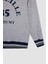 Erkek Çocuk Gri Yazı Baskılı Kapüşonlu Kalın Sweatshirt C9788A824AU 2