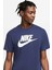 Sportswear Futura Swoosh Logo Tee T Shirt Unisex Baskılı Tişört Lacivert 4