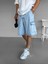 Baggy Fit Kargo Cepli Şort Mavi 1