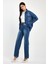 Koyu Mavi %100 Pamuk Kadın Alt Üst Denim Takım 2