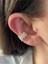 Oval Zirkon Taşlı Çift Taraflı Kadın Earcuff Kıkırdak Küpe 2