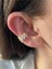 Oval Zirkon Taşlı Çift Taraflı Kadın Earcuff Kıkırdak Küpe 3