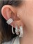 3 Sıra Yarı Zirkon Taşlı Kadın Earcuff Kıkırdak Küpe 4