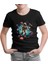 Astronot - Gezegenlere Yolculuk Siyah Çocuk Tshirt 1