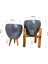 Ev Dekorasyon Gri Granit Toprak Saksı Saksılık Salon Çiçeklik İkili Set 3 Ayaklı- 4 Ayaklı- 15 CM 3