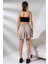 Bürümcük Kumaş Yandan Fermuarlı Şortlu Etek 21135 Taş 4