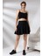 Bürümcük Kumaş Yandan Fermuarlı Şortlu Etek 21135 Siyah 1